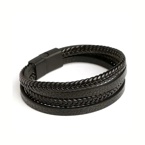 Pulseira de Couro Trançado